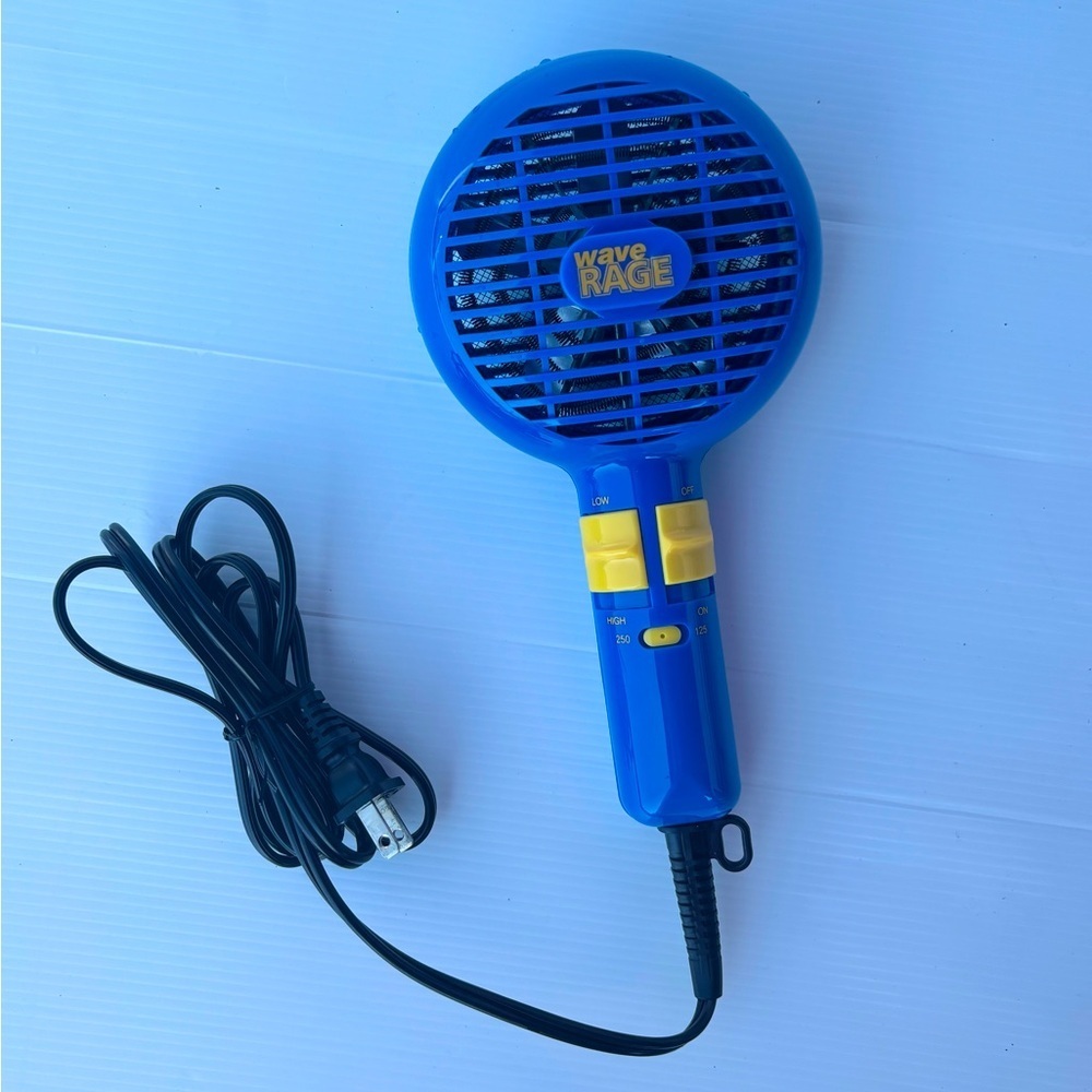 Vintage 1980s Wave Rage Hair Dryer Blue Yellow